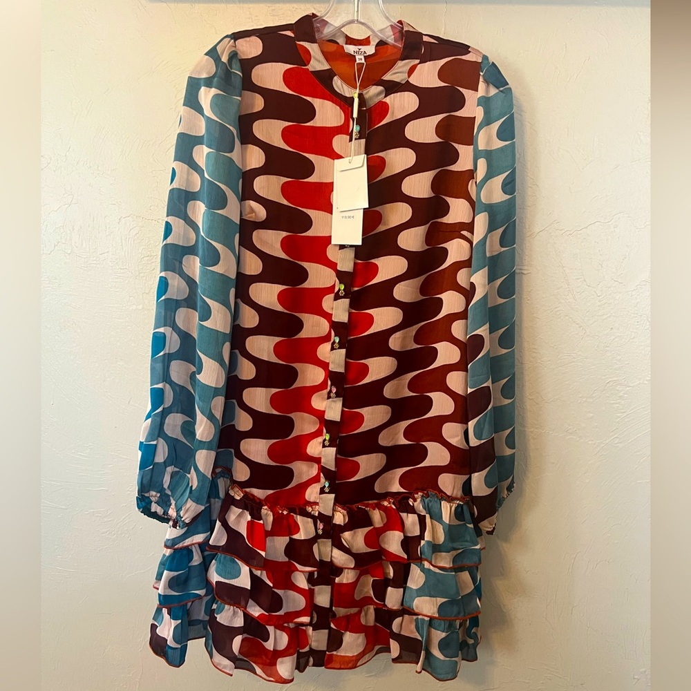 Wolf & Badger NIZA retro print dress sz 38/sm